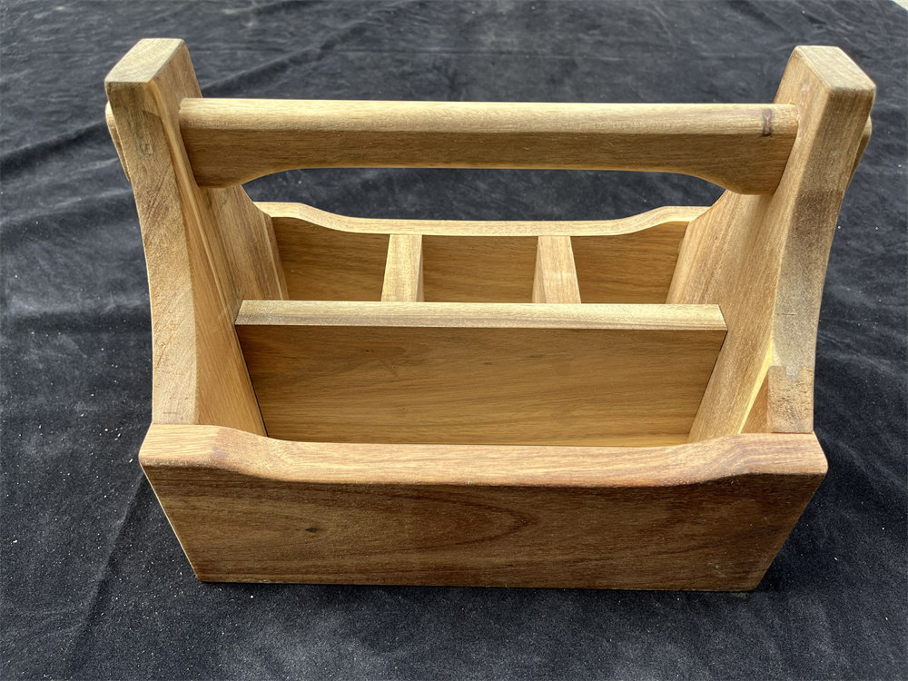 XinYiLin-Acacia Wood Silverware Caddy with Handle